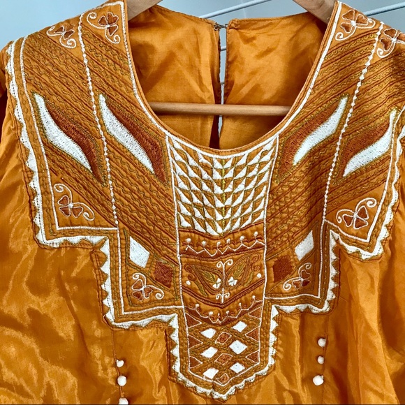 Pakistani Orange-Gold Dress - Picture 2 of 7